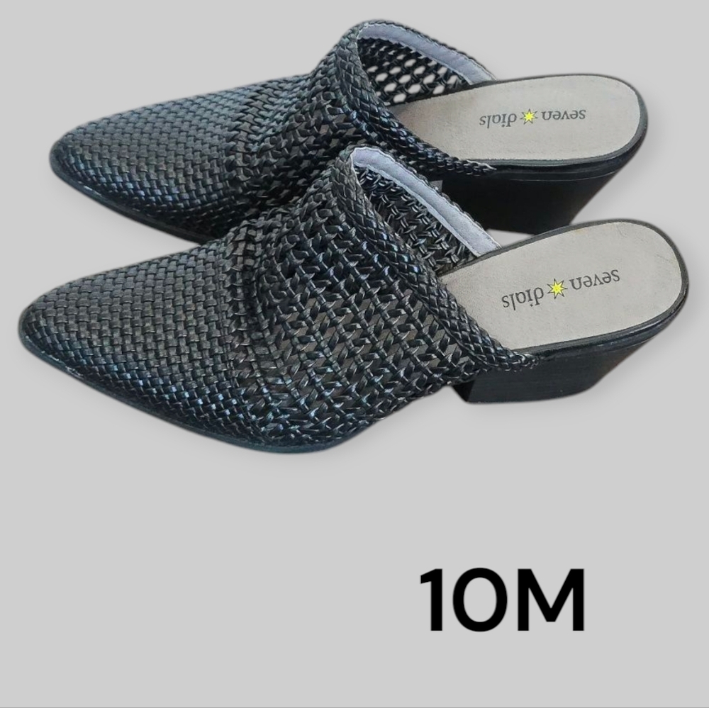 Seven Dials Black Woven Women's Mules